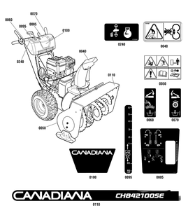 Decals Group Diagram and Parts List for 1696230-00-CH842100SE  Briggs and Stratton Snow Blower